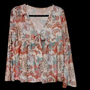 Orange Flowered Boho Shirt